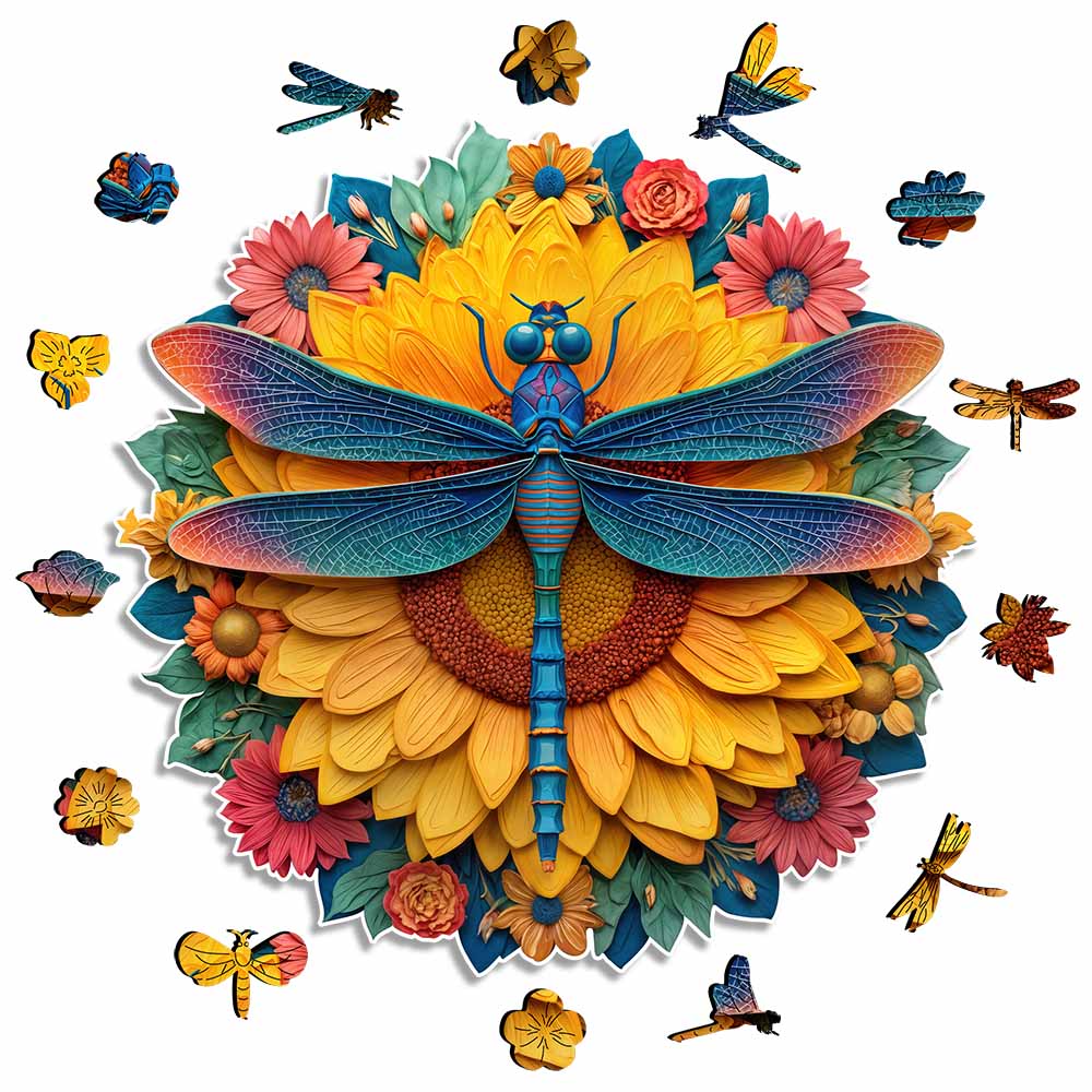 🔥Last Day - Dragonfly Sunflower - Wooden Jigsaw Puzzle - Image 3