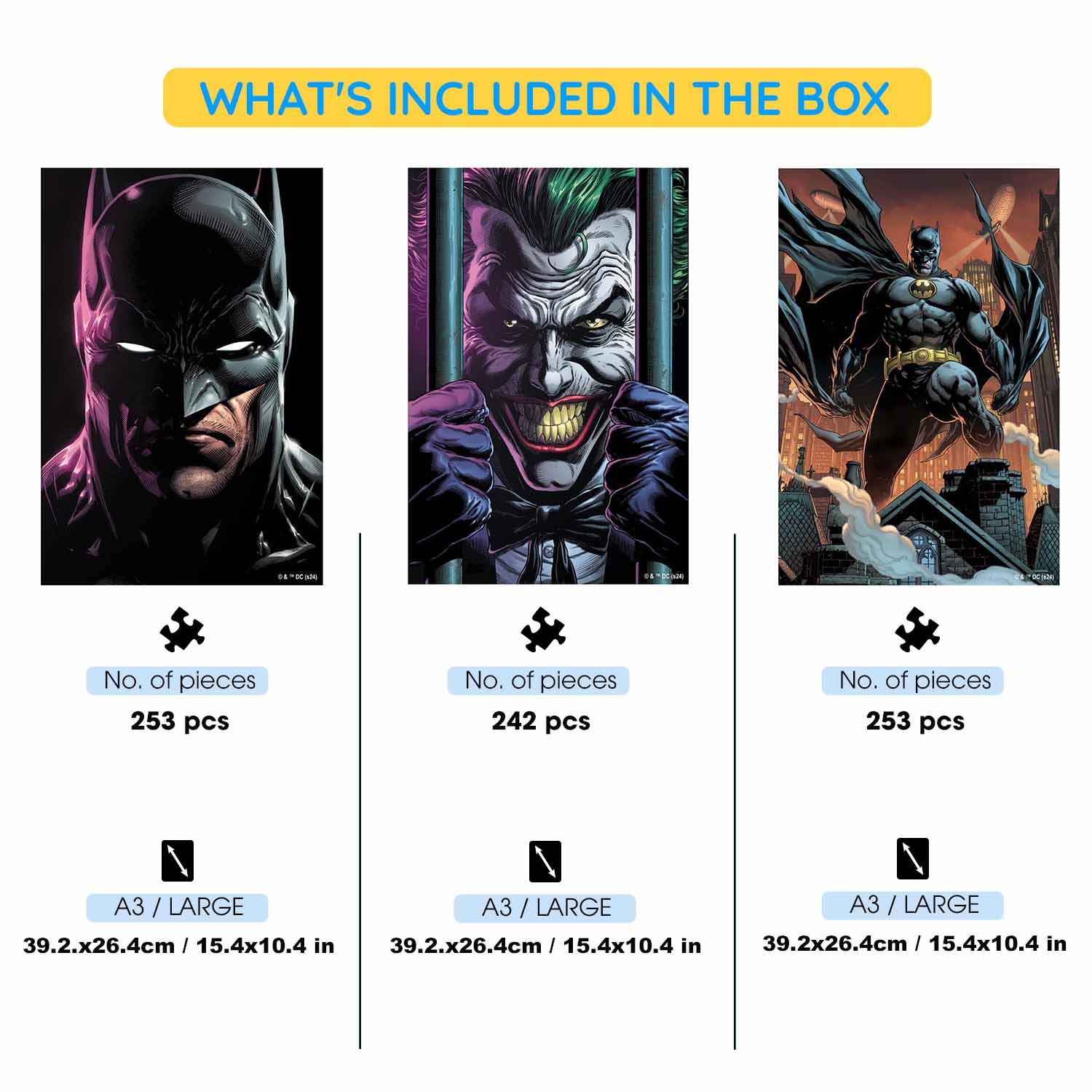 3-Pack BATMAN AND THE JOKER™ - Wooden Jigsaw Puzzle Gift Set + Extra $30 Off - Image 2