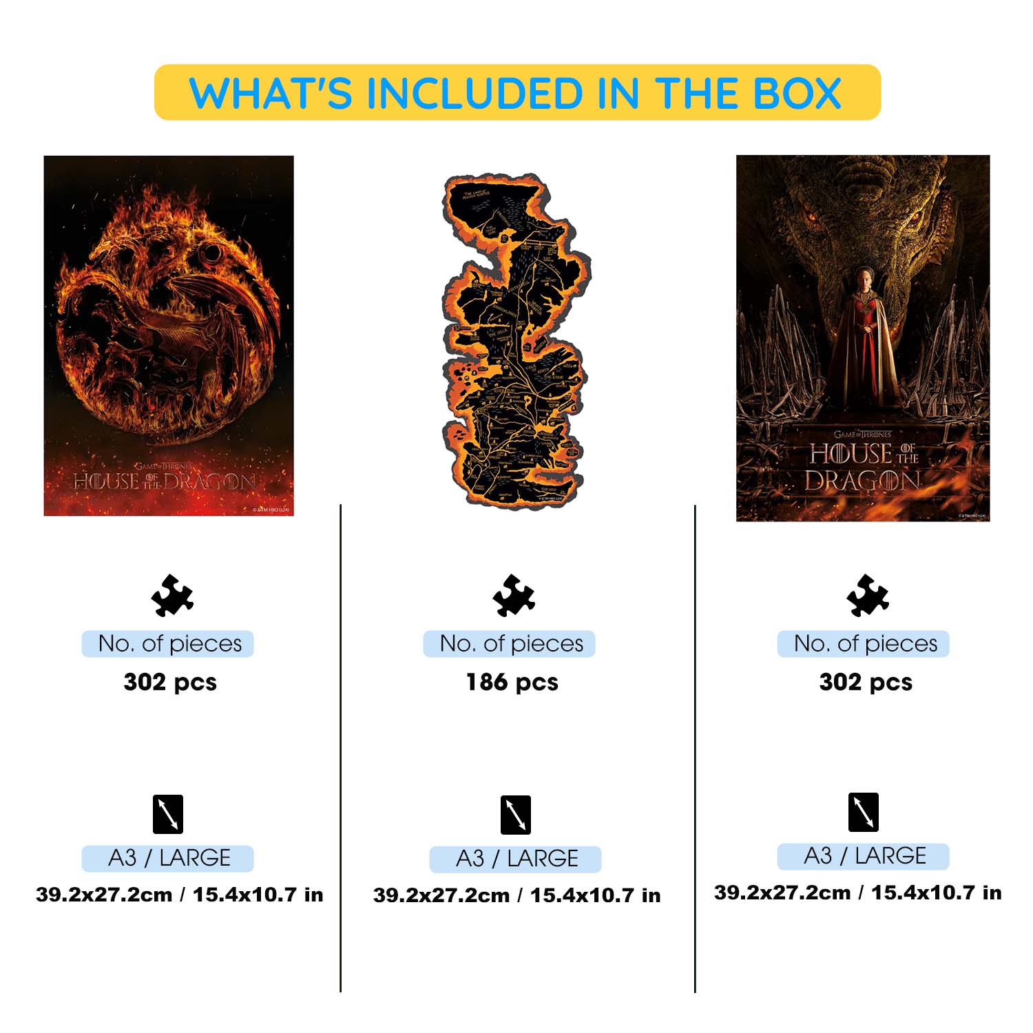 3-Pack HOUSE OF THE DRAGON™ - Wooden Jigsaw Puzzle Gift Set + Extra $15 Off - Image 2