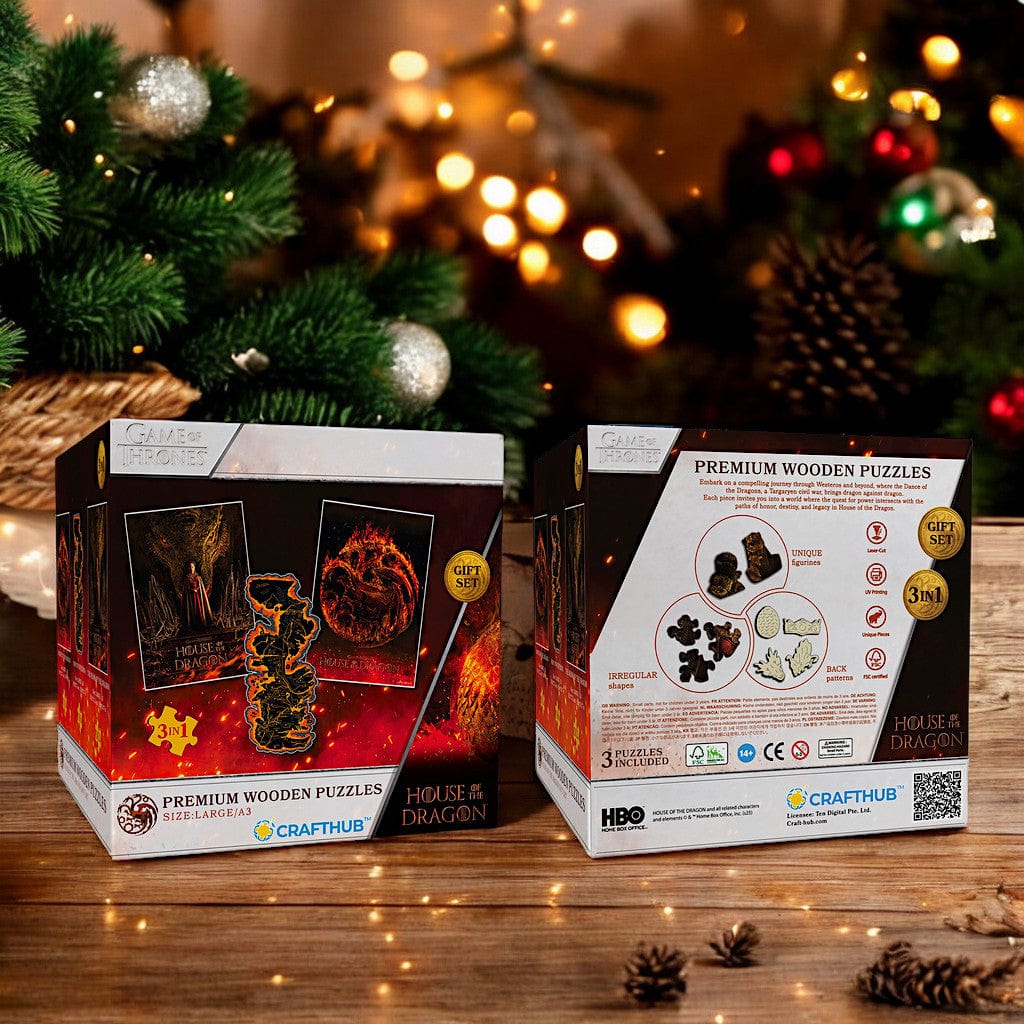 3-Pack HOUSE OF THE DRAGON™ - Wooden Jigsaw Puzzle Gift Set + Extra $15 Off - Image 3