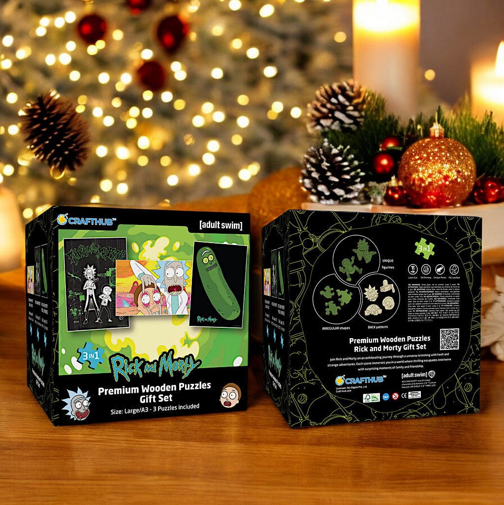3-Pack RICK AND MORTY™ - Wooden Jigsaw Puzzle Gift Set - Image 3