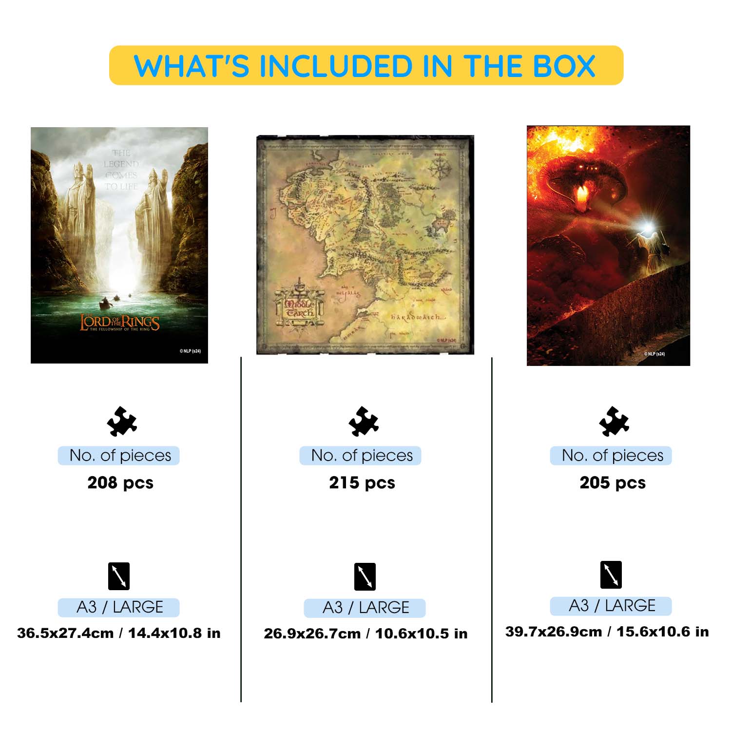 3-Pack THE LORD OF THE RINGS™ - Wooden Jigsaw Puzzle Gift Set + Extra $25 Off - Image 2