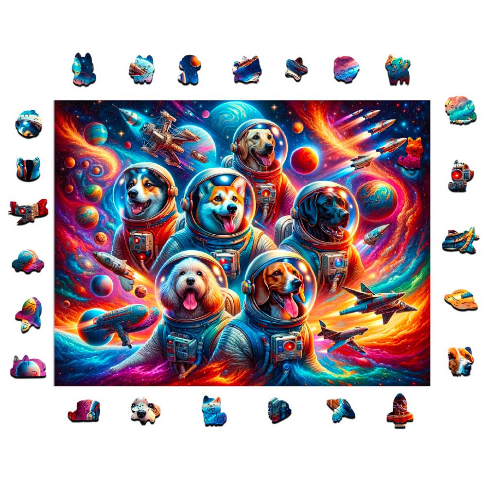 Astronaut Dogs  - Jigsaw Puzzle - Image 2
