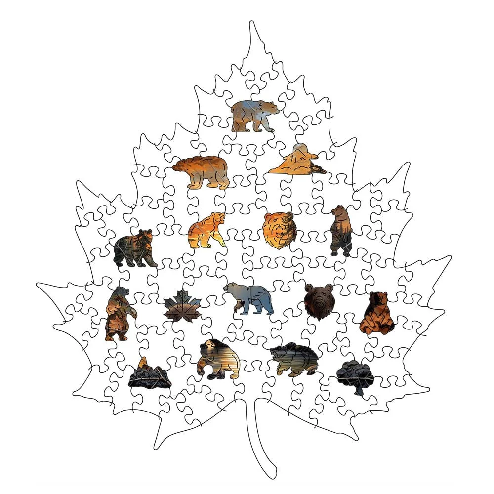 🔥 Last Day - Autumn Maple Bears - Wooden Jigsaw Puzzle - Image 2