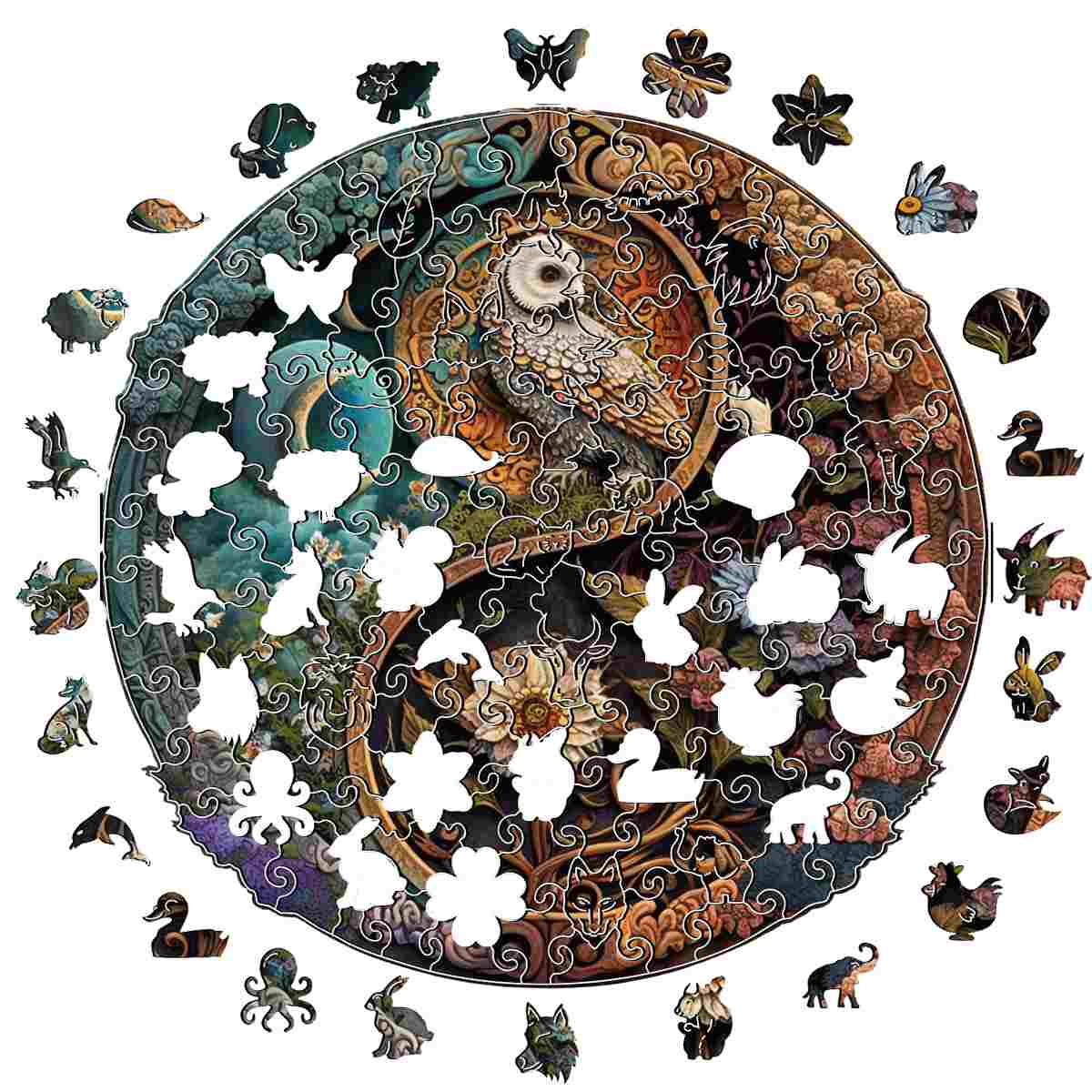 Flower & Bird Yin Yang - Jigsaw Puzzle - Image 2
