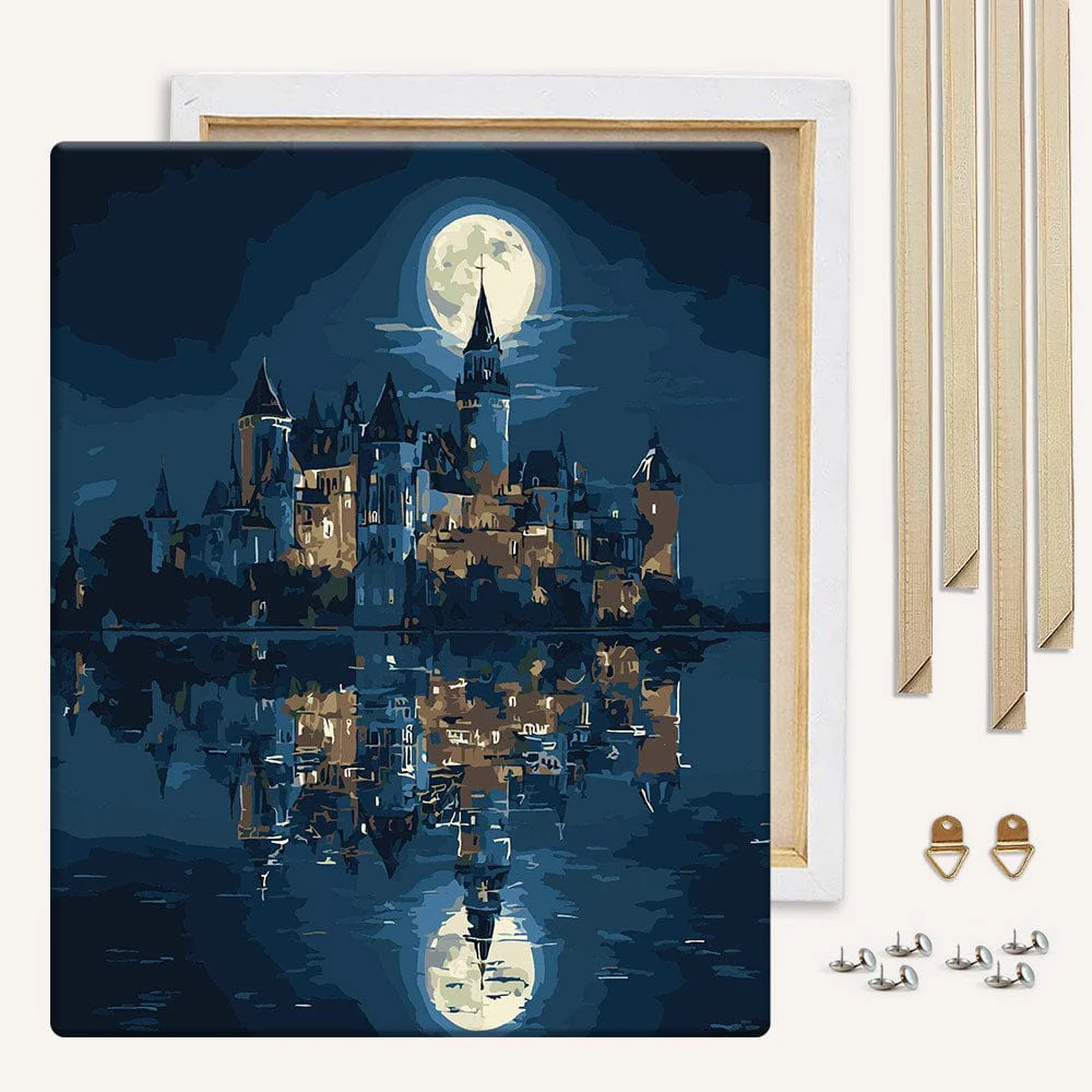 Castle in Moonlight - Paint By Numbers Kit - Image 3