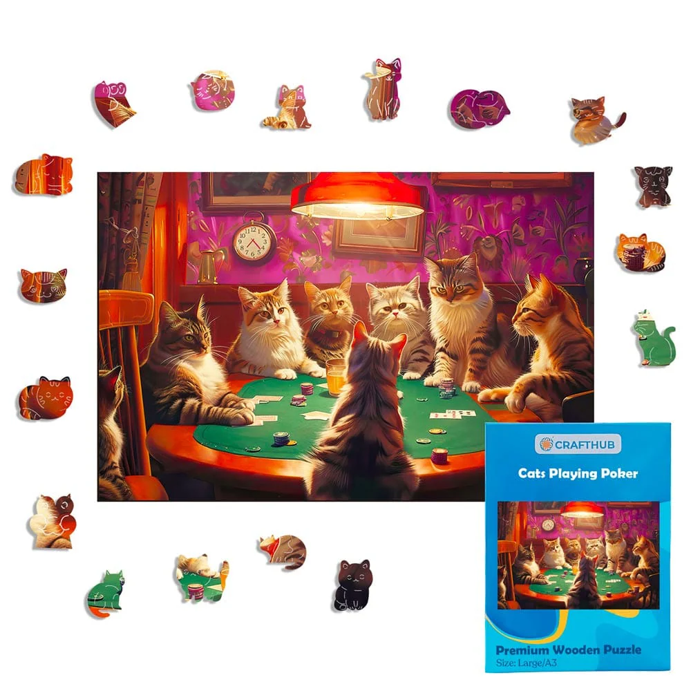 Cats Playing Poker - Jigsaw Puzzle - Image 2