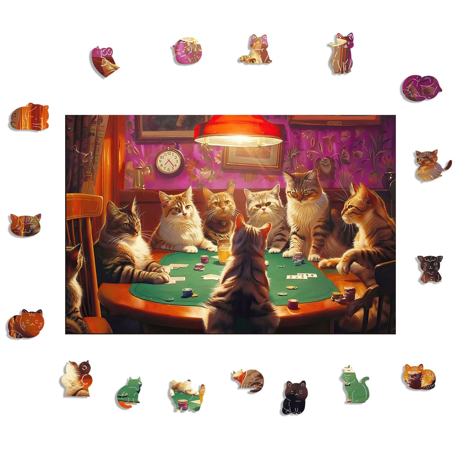 Cats Playing Poker - Jigsaw Puzzle - Image 3