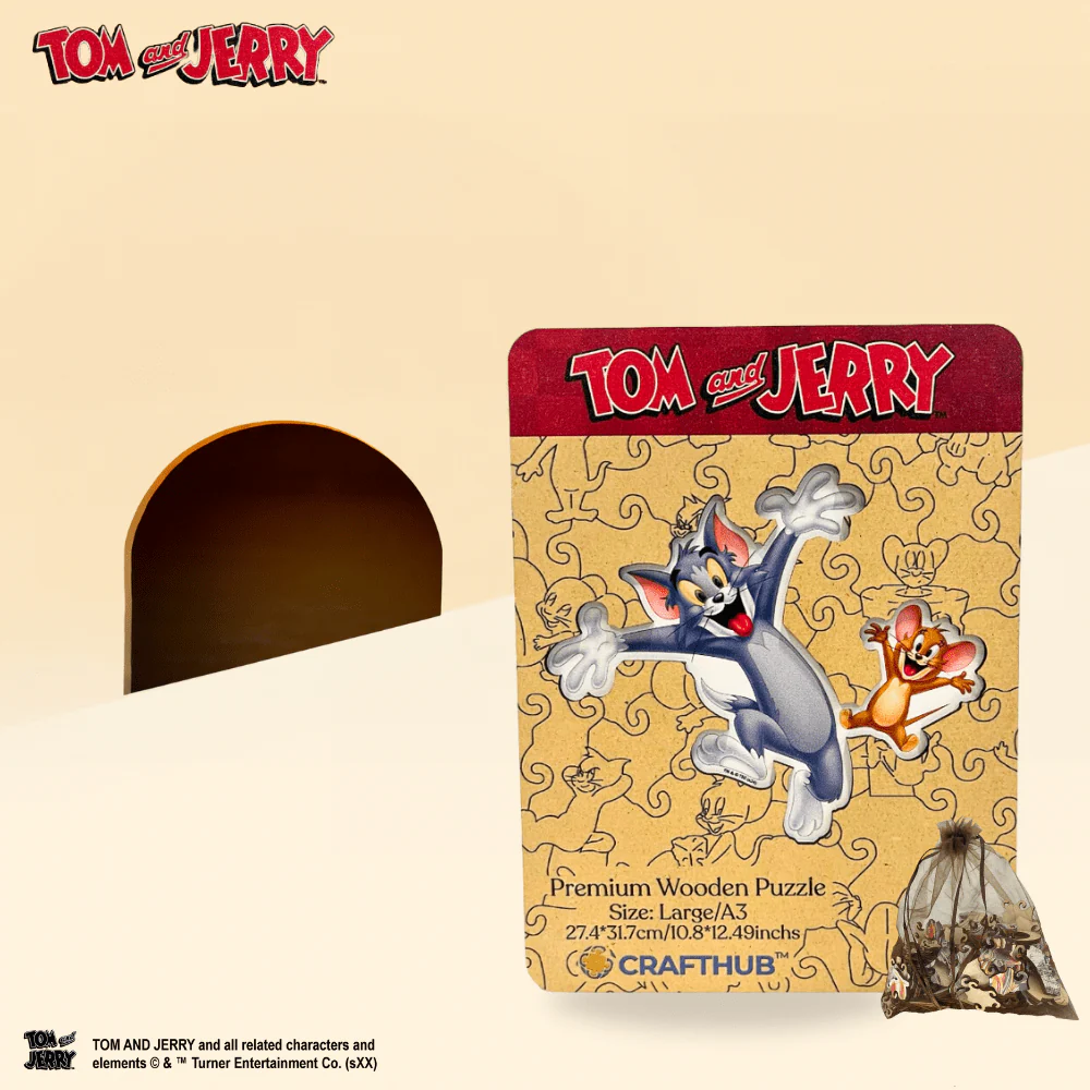 Cheerful Tom & Jerry Wooden Jigsaw Puzzle - Image 2
