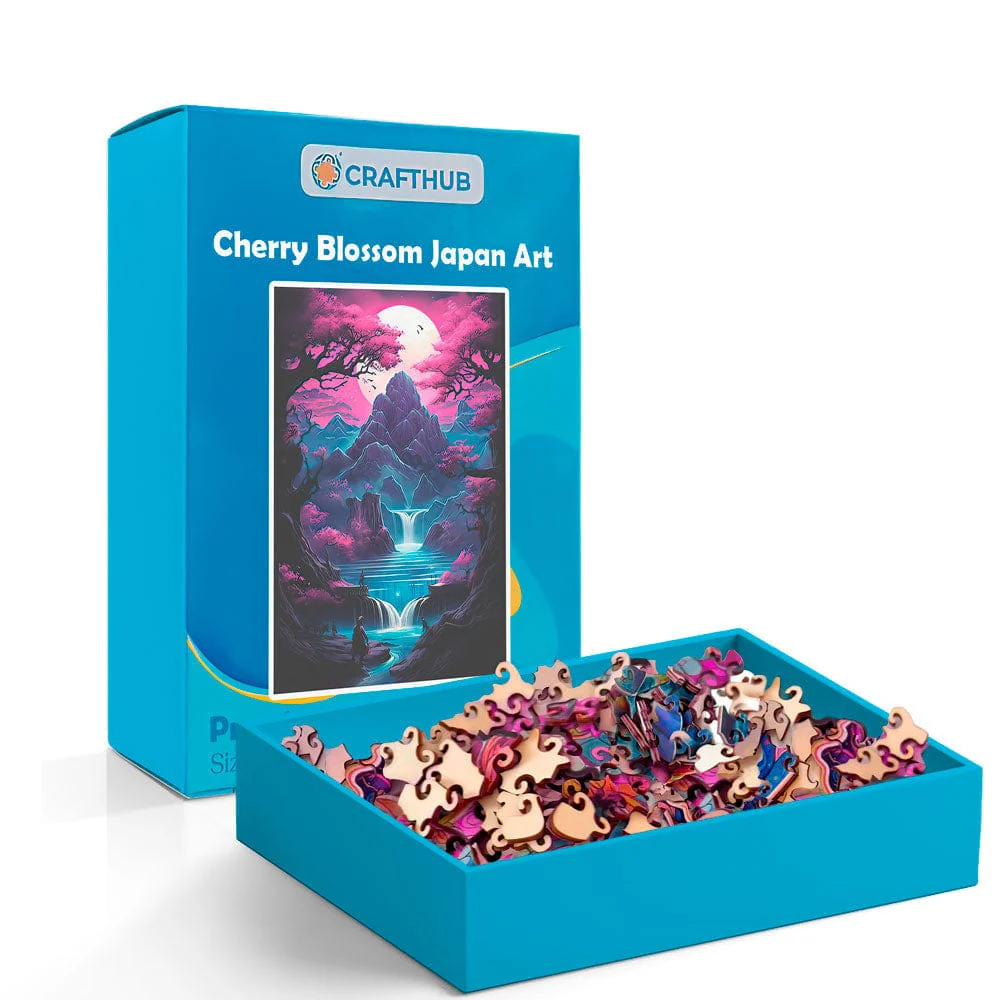 Cherry Blossom Japan Art - Wooden Jigsaw Puzzle - Image 4