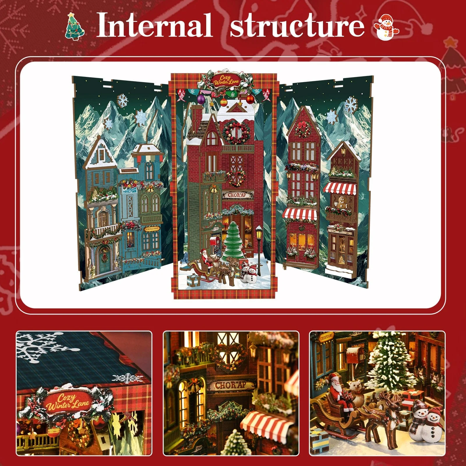 Christmas Street Corner - DIY Book Nook Kit - Image 3