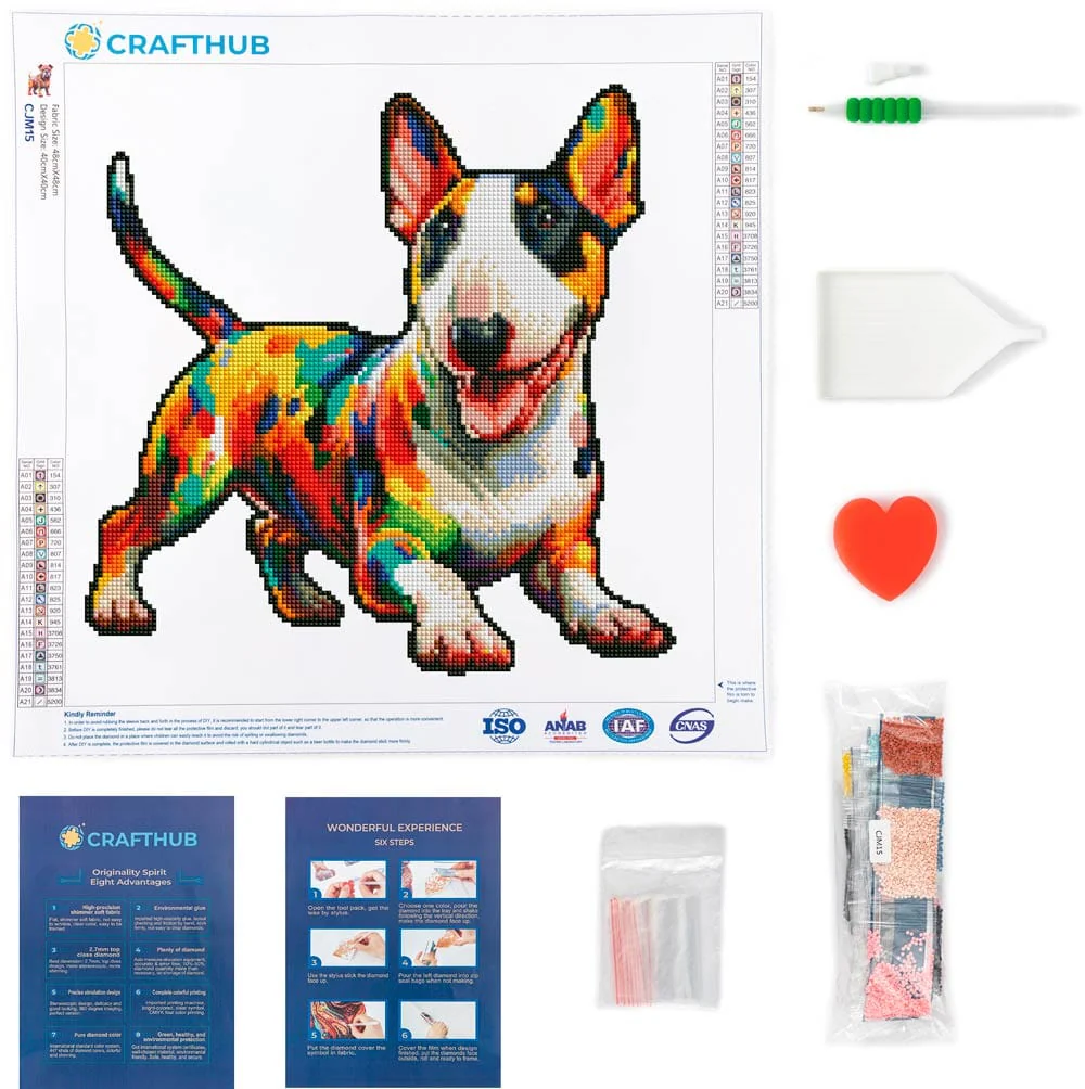 English Bull Terrier Dog - Diamond Painting Kit - Image 3