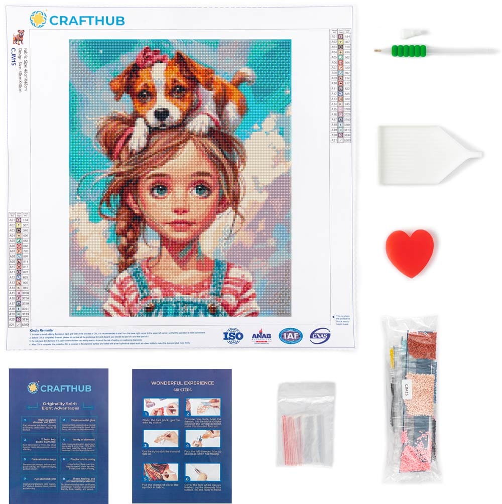 Girl with Puppy Hat - Diamond Painting Kit - Image 3