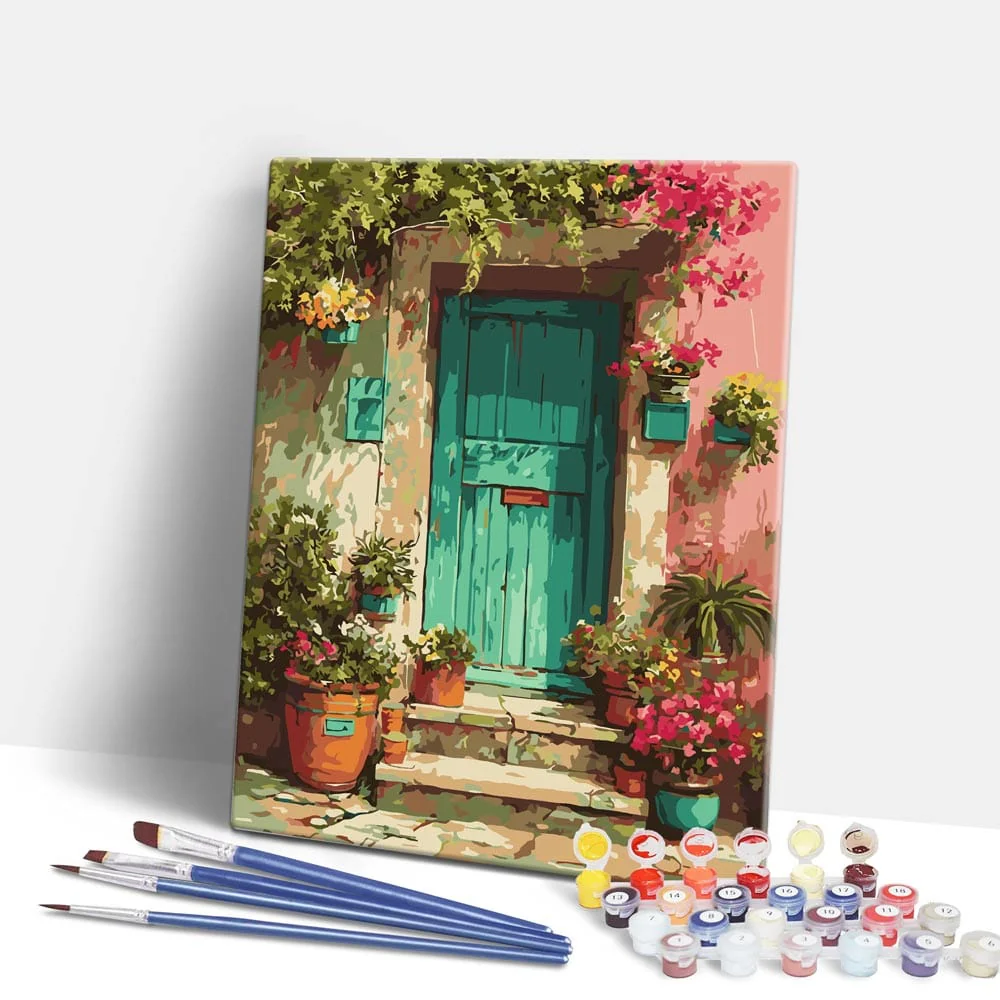 Green Door - Paint By Numbers Kit - Image 2