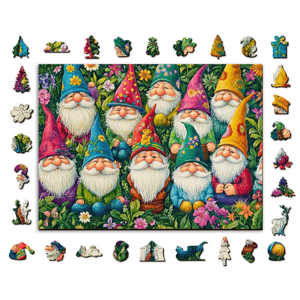 Happy Gnomes - Wooden Jigsaw Puzzle - Image 2
