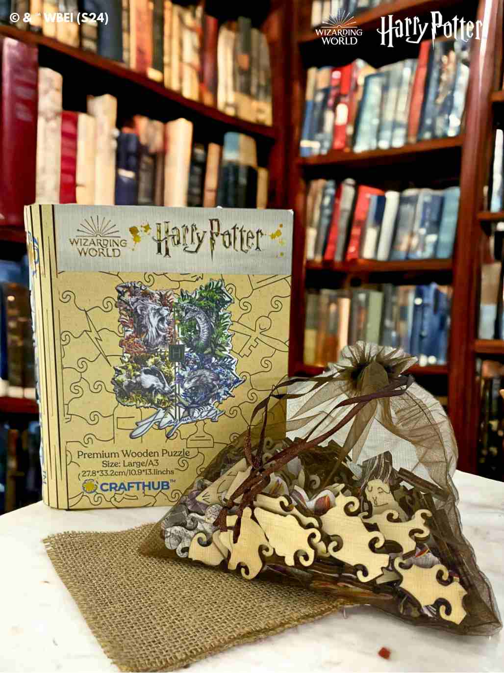 Harry Potter - Hogwarts Crests - Utilitarian Romance Wooden Jigsaw Puzzle - Image 3