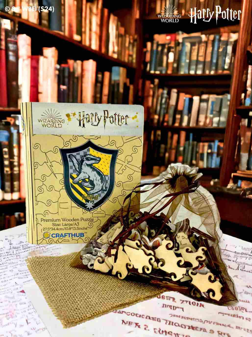 Harry Potter - Hufflepuff Crest - House Prides Wooden Jigsaw Puzzle - Image 3