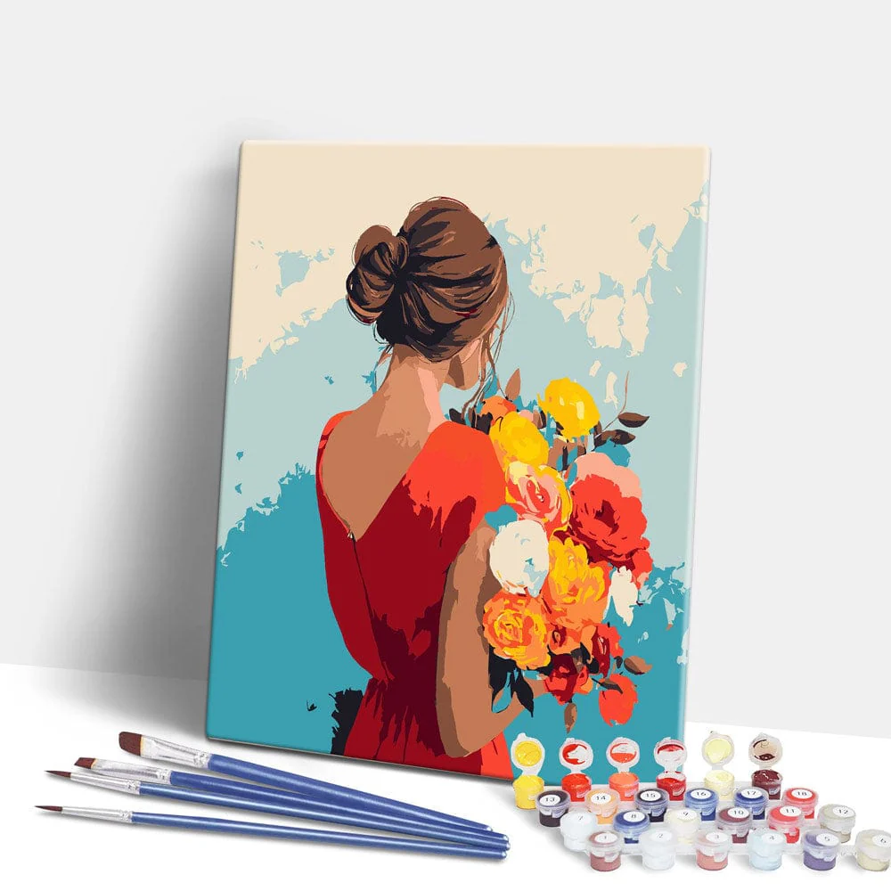 Lady In Red - Paint By Numbers Kit - Image 2