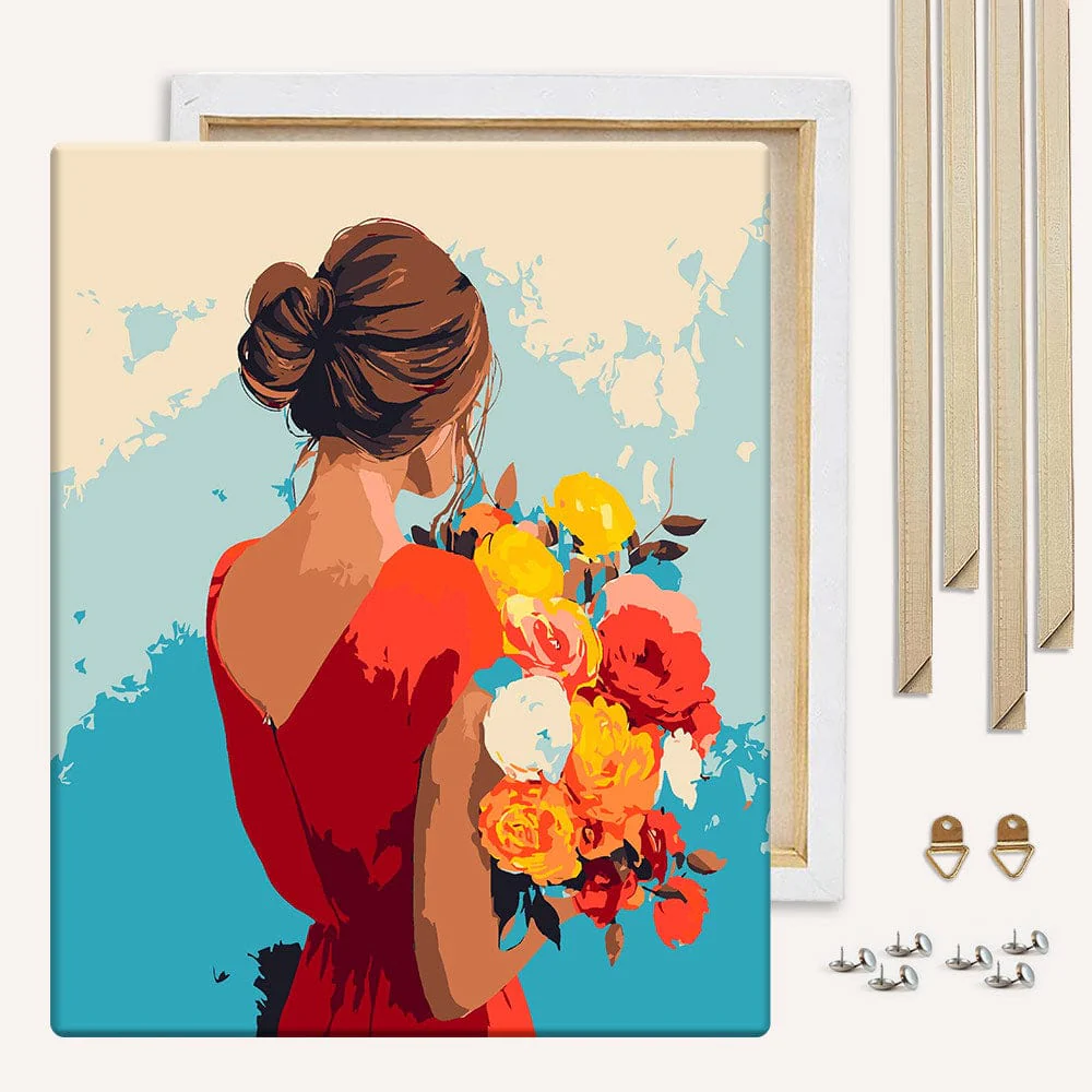 Lady In Red - Paint By Numbers Kit - Image 3