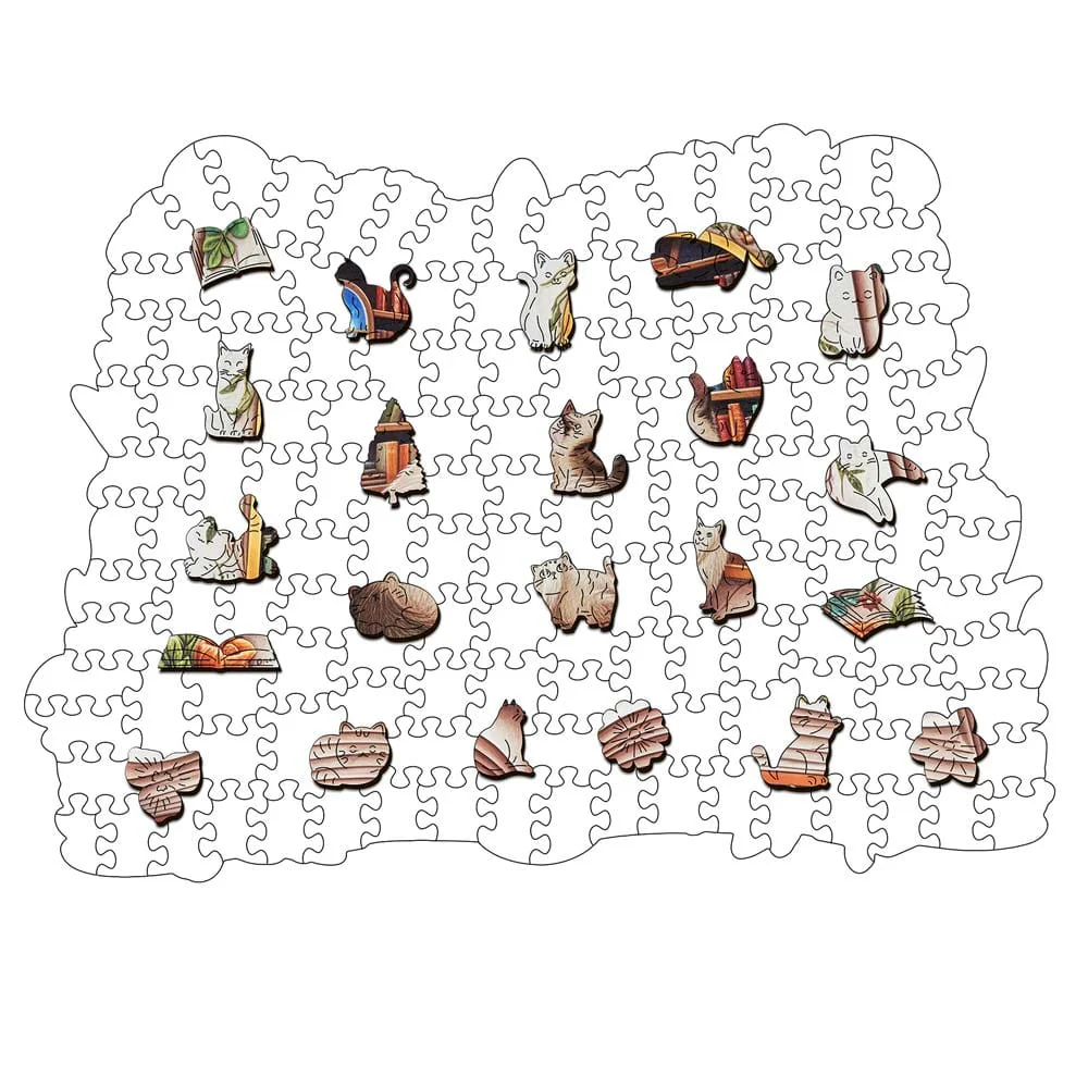 Library Cat - Wooden Jigsaw Puzzle - Image 3