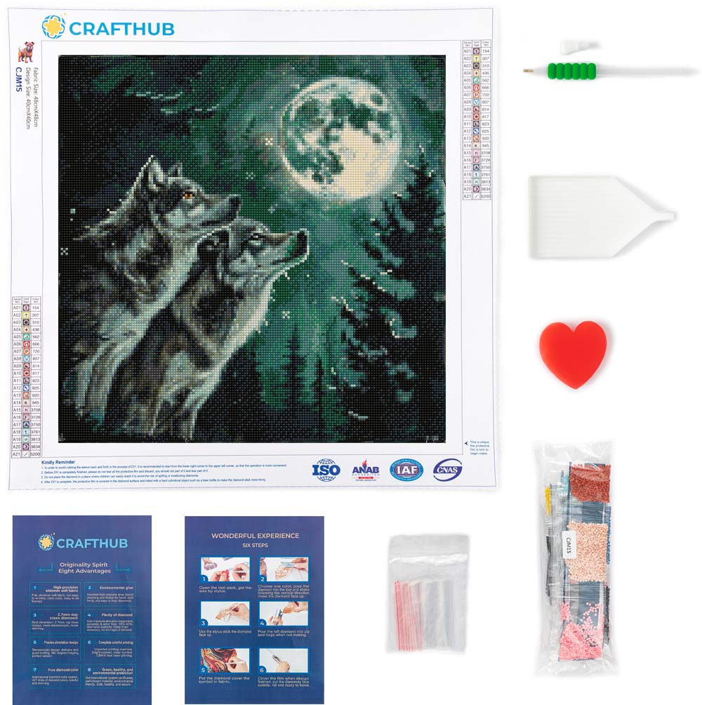 Moonlit Wolf Pair - Diamond Painting Kit - Image 3