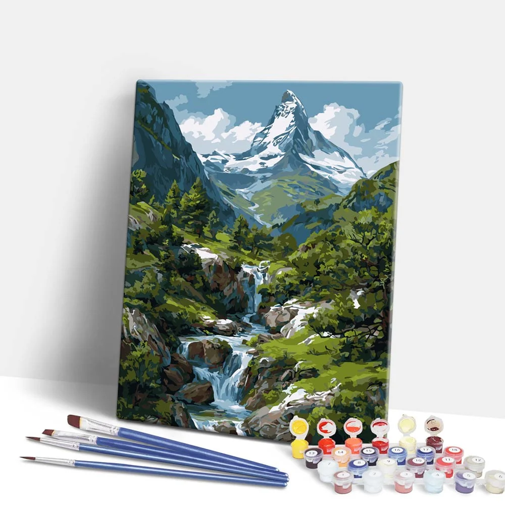 Mountain Stream - Paint By Numbers Kit - Image 2