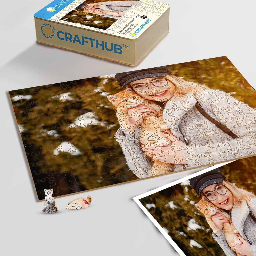 Personalized Wooden Jigsaw Puzzle – Cat Whimsies - Image 4