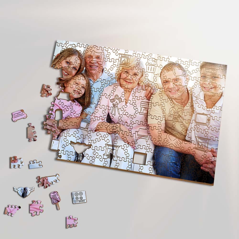 Personalized Wooden Jigsaw Puzzle – Family Life Whimsies - Image 2