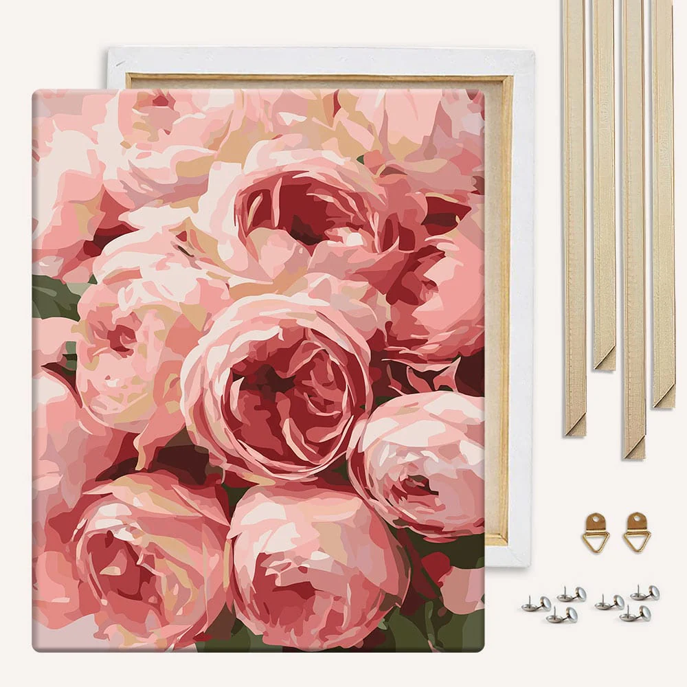 Pink Roses - Paint By Numbers Kit - Image 3