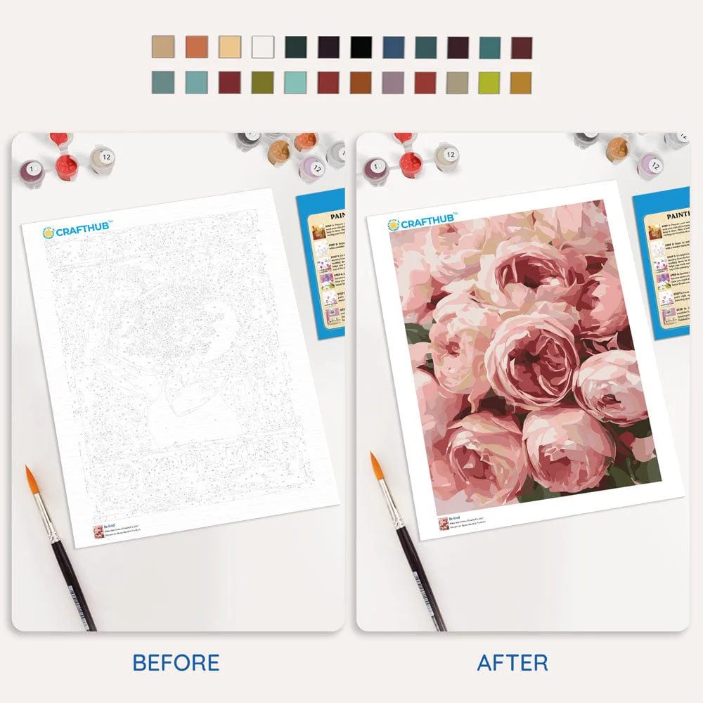 Pink Roses - Paint By Numbers Kit - Image 4