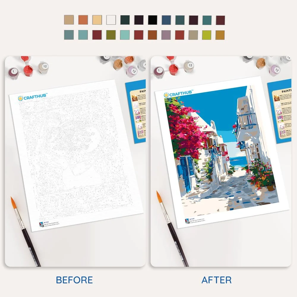 Santorini Sea View - Paint By Numbers Kit - Image 4