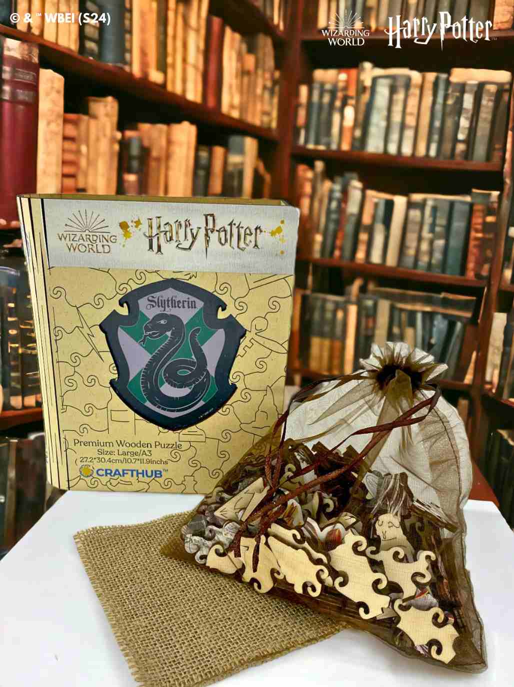 Harry Potter - Slytherin Crest - House Prides Wooden Jigsaw Puzzle - Image 3