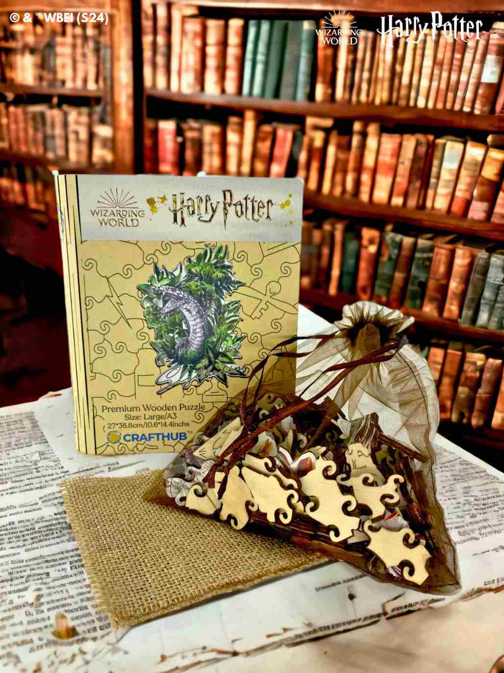 Harry Potter - Slytherin Crest - Utilitarian Romance Wooden Jigsaw Puzzle - Image 3