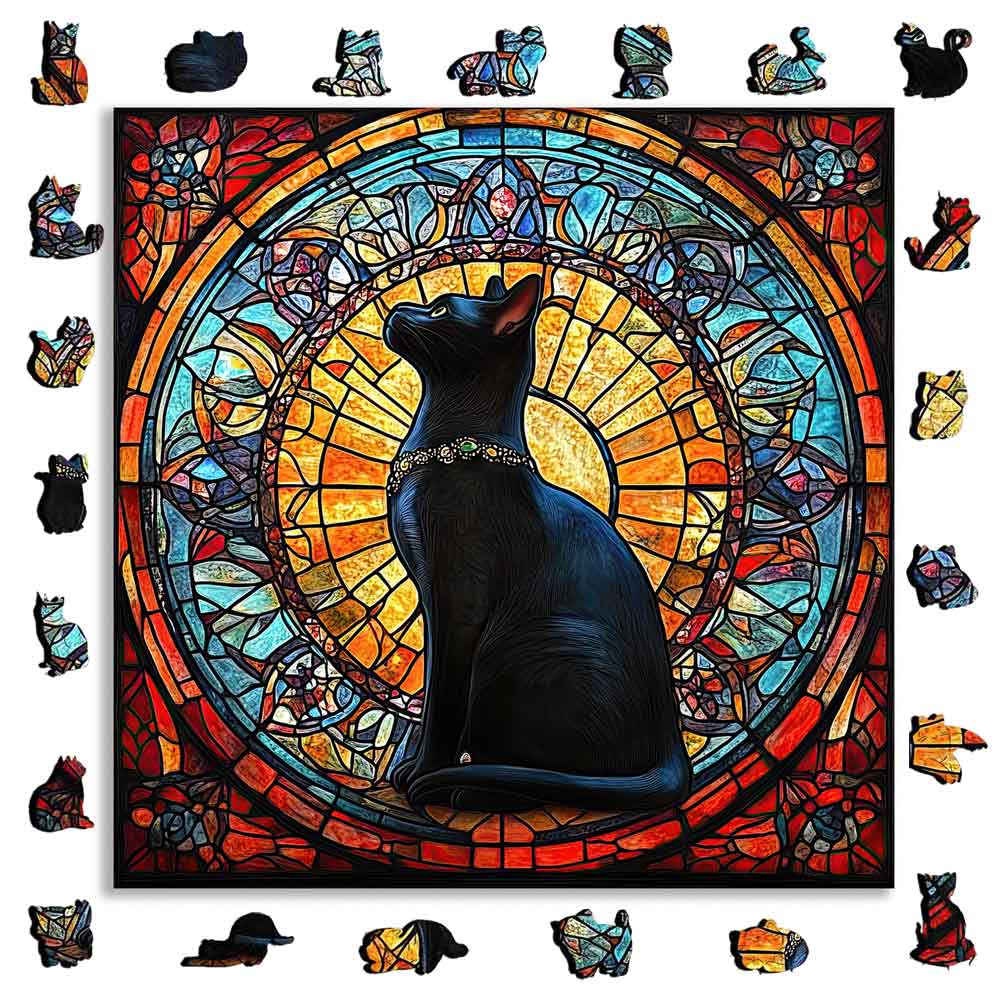 Stained Glass Feline - Jigsaw Puzzle - Image 3