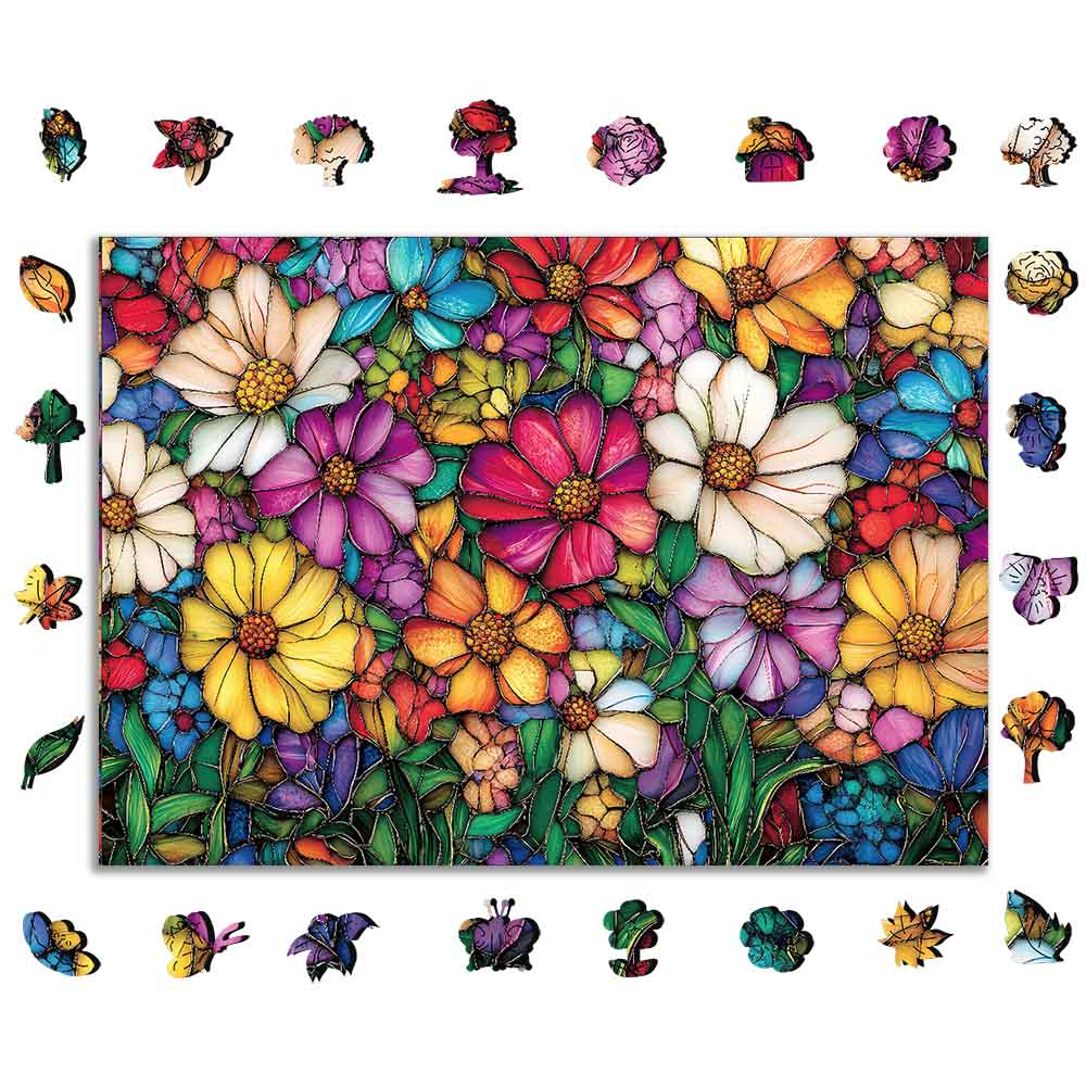 Stained Glass Flowers - Jigsaw Puzzle - Image 3