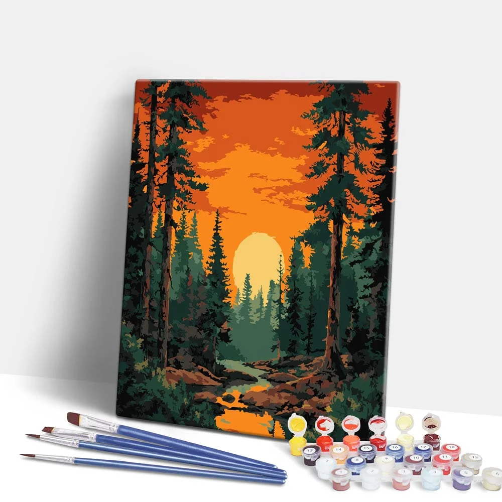 Sunset in Valley - Paint By Numbers Kit - Image 2