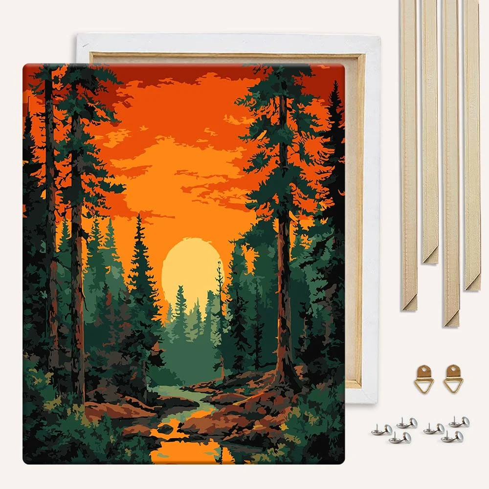 Sunset in Valley - Paint By Numbers Kit - Image 3