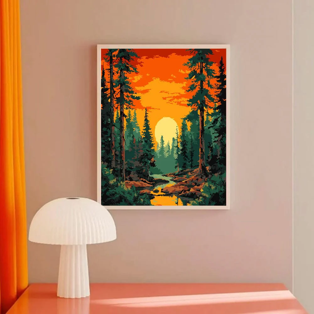 Sunset in Valley - Paint By Numbers Kit - Image 5