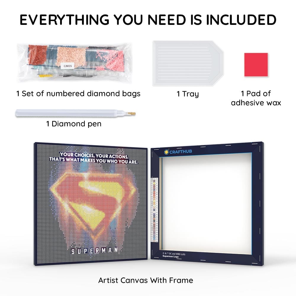 Superman Logo - Framed Diamond Painting Kit - Image 3