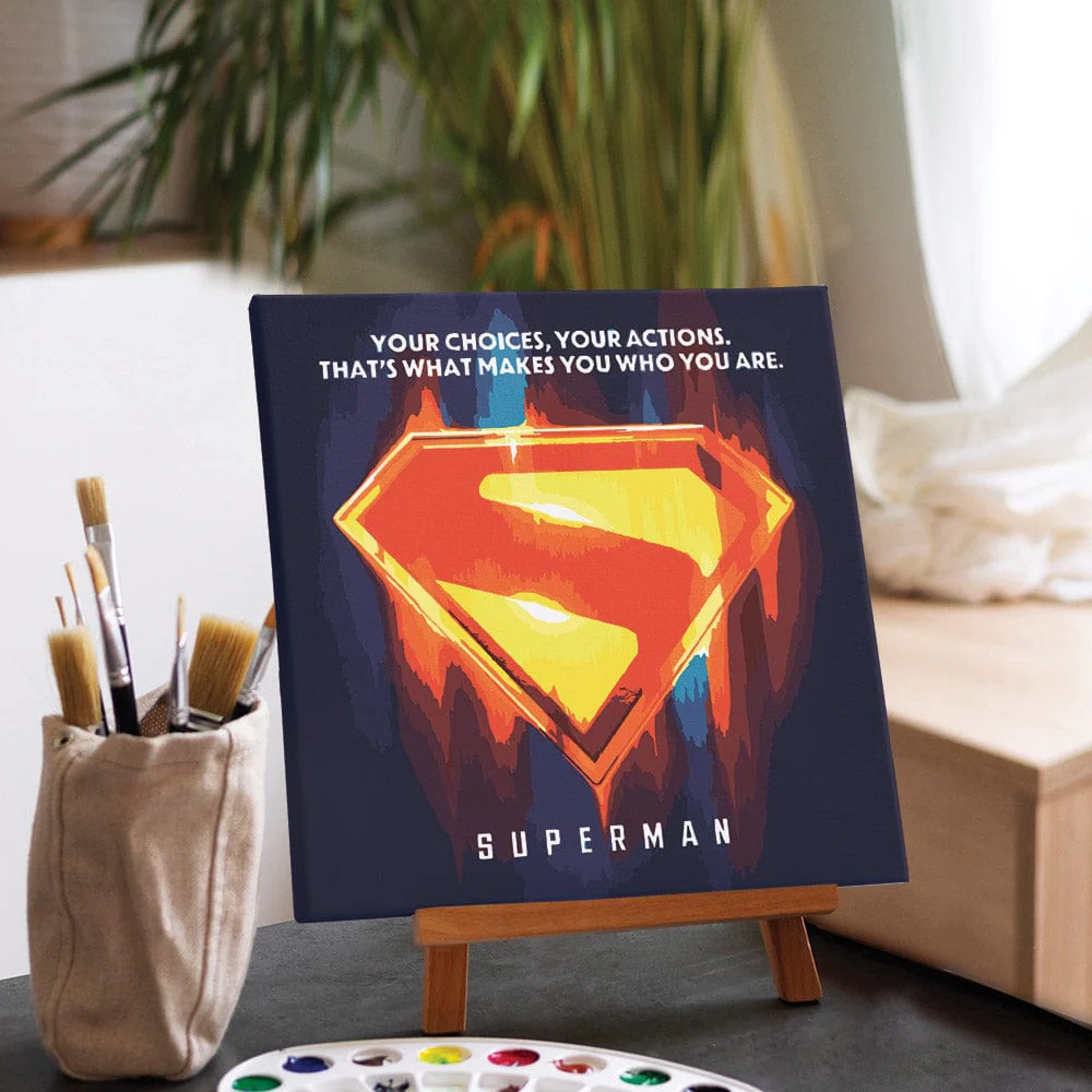 Superman Logo - Framed Paint By Numbers Kit - Image 2