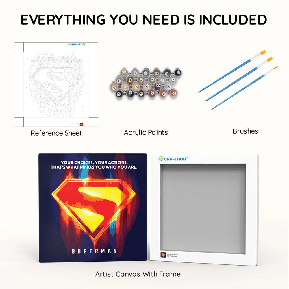 Superman Logo - Framed Paint By Numbers Kit - Image 4