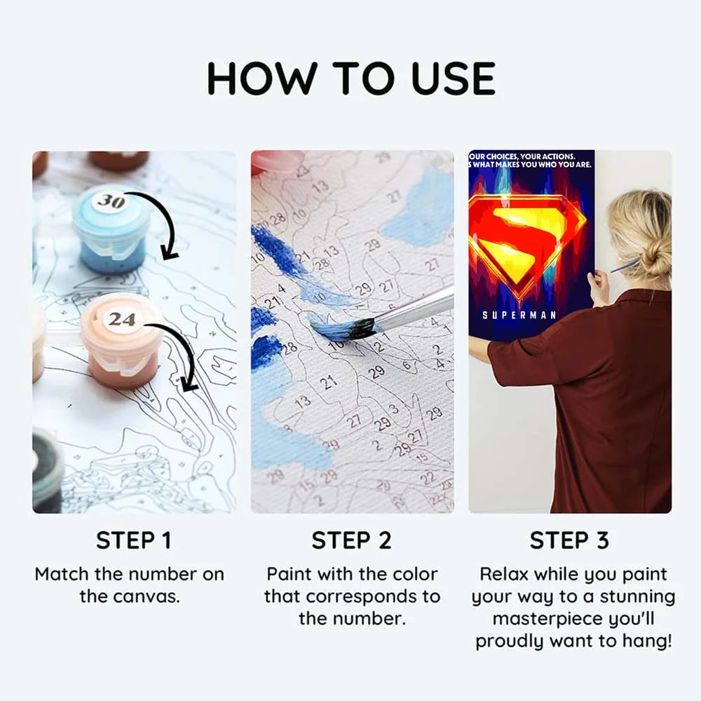 Superman Logo - Paint By Numbers Kit - Image 3
