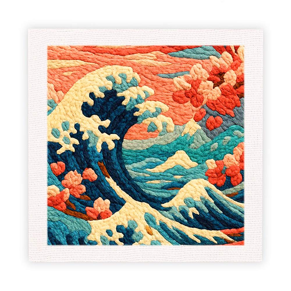The Great Wave off Kanagawa - Punch Needle Kit