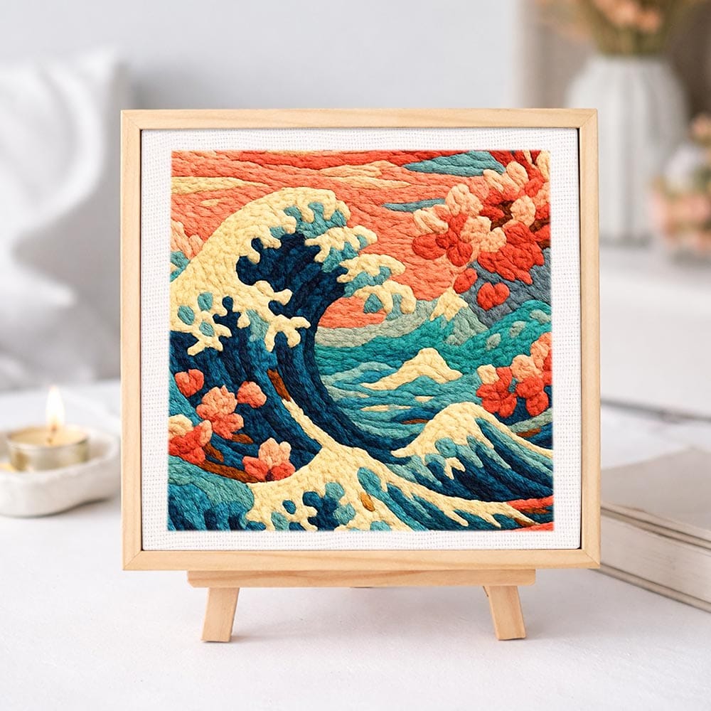 The Great Wave off Kanagawa - Punch Needle Kit - Image 2