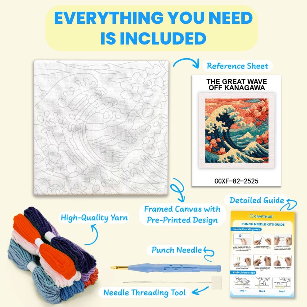 The Great Wave off Kanagawa - Punch Needle Kit - Image 3