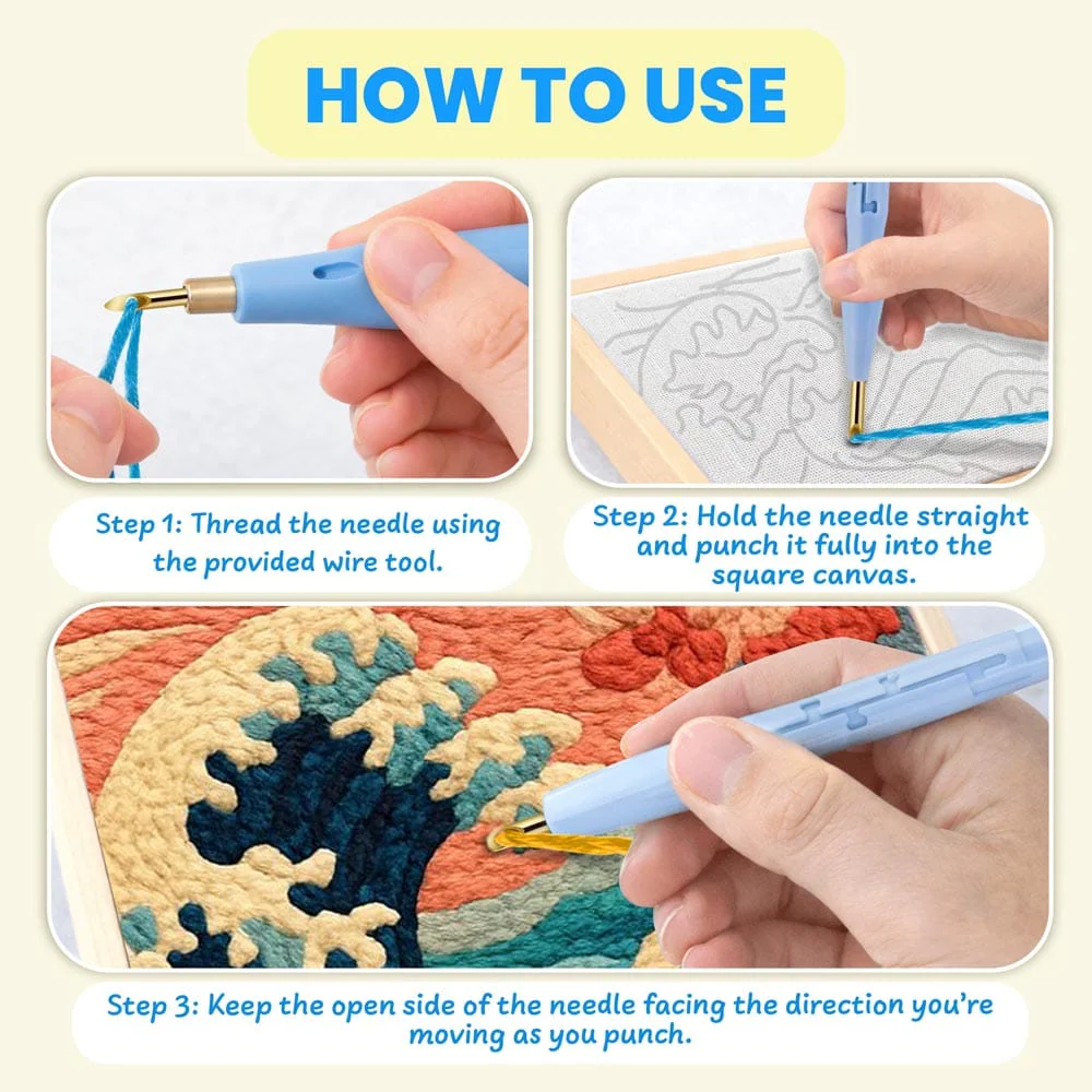 The Great Wave off Kanagawa - Punch Needle Kit - Image 4