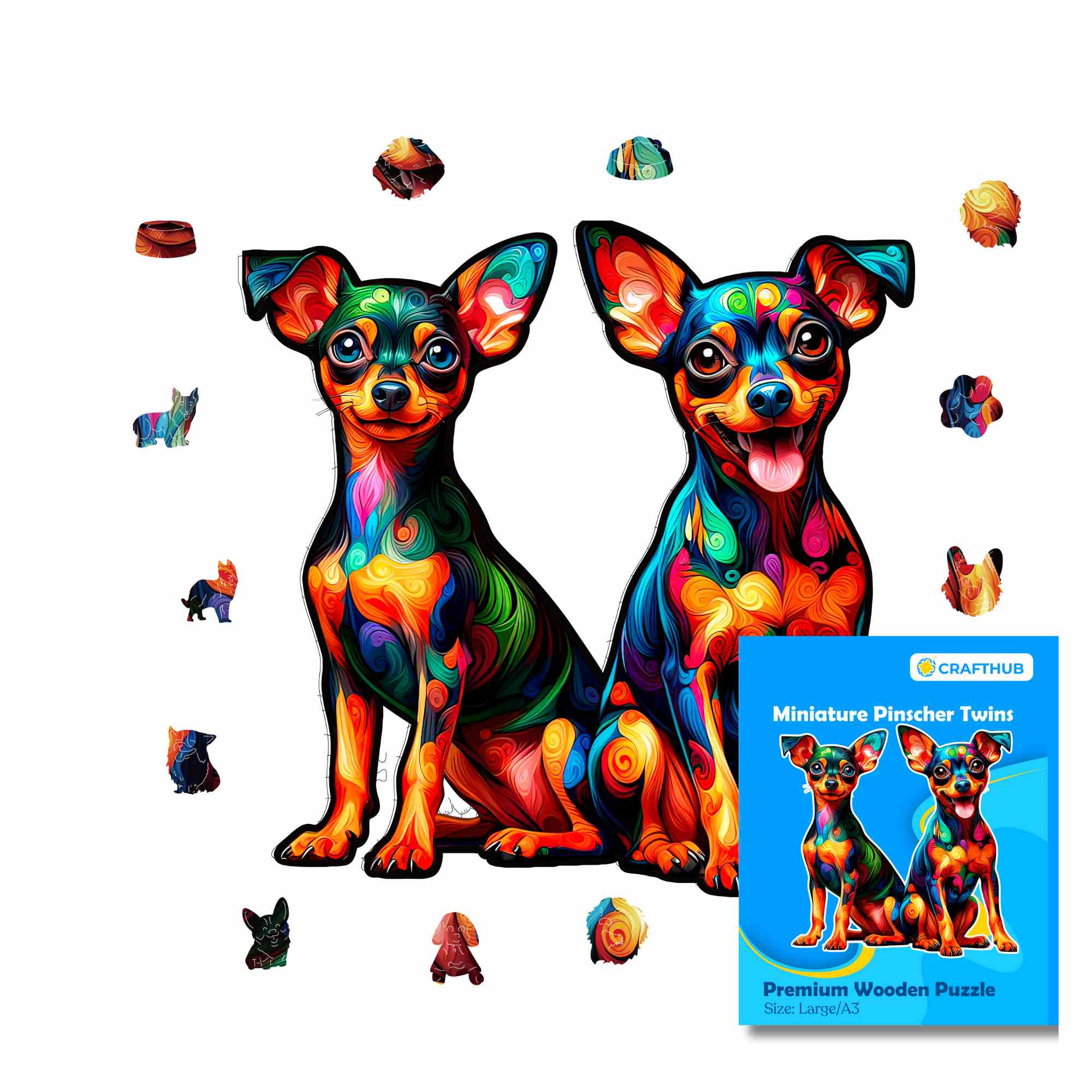 Twin Miniature Pinscher Dog - Jigsaw Puzzle - Image 2