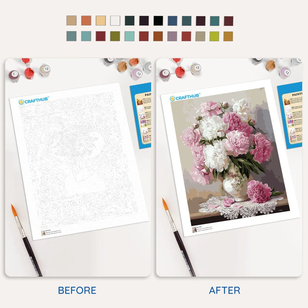 Vase of Peonies - Paint By Numbers Kit - Image 4
