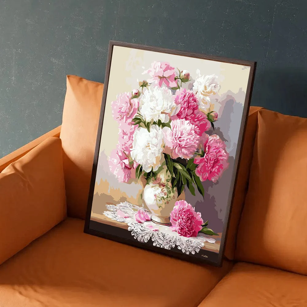 Vase of Peonies - Paint By Numbers Kit - Image 5