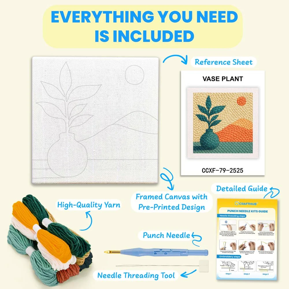 Vase Plant - Punch Needle Kit - Image 3